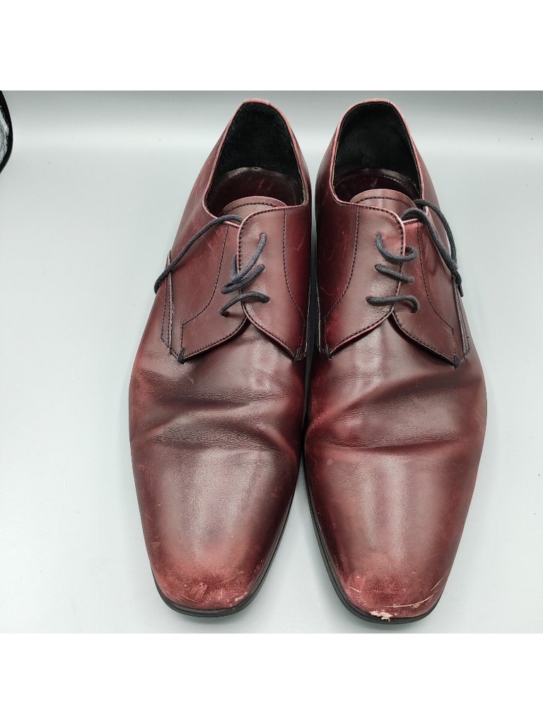 Prada Milano Made In Italy Burgundy Leather Round-Toe Derby Shoes (Mens 10.5)